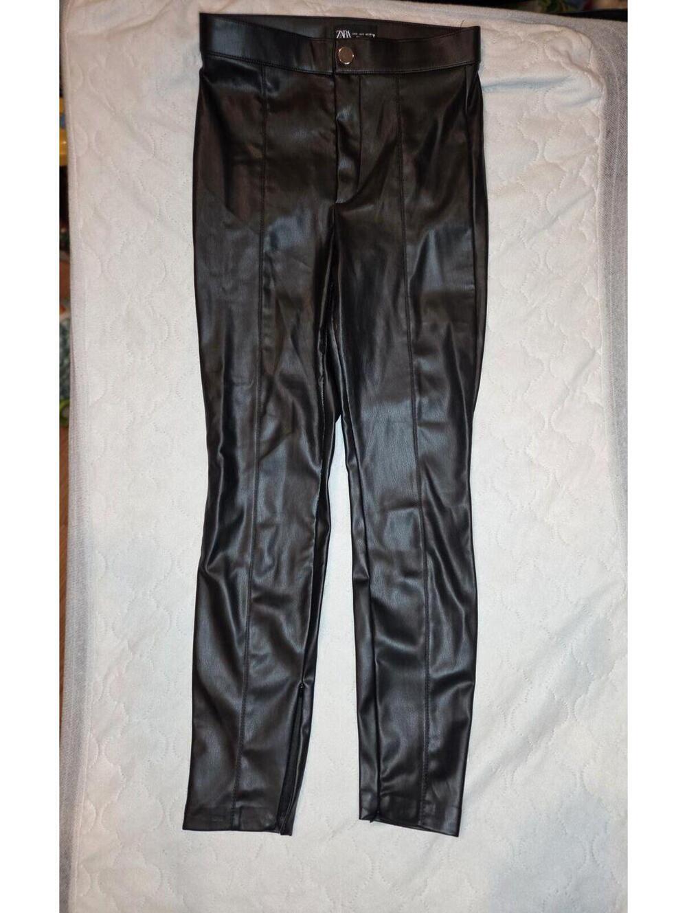 Zara Faux Leather Black Pants - size small - ankle zipper